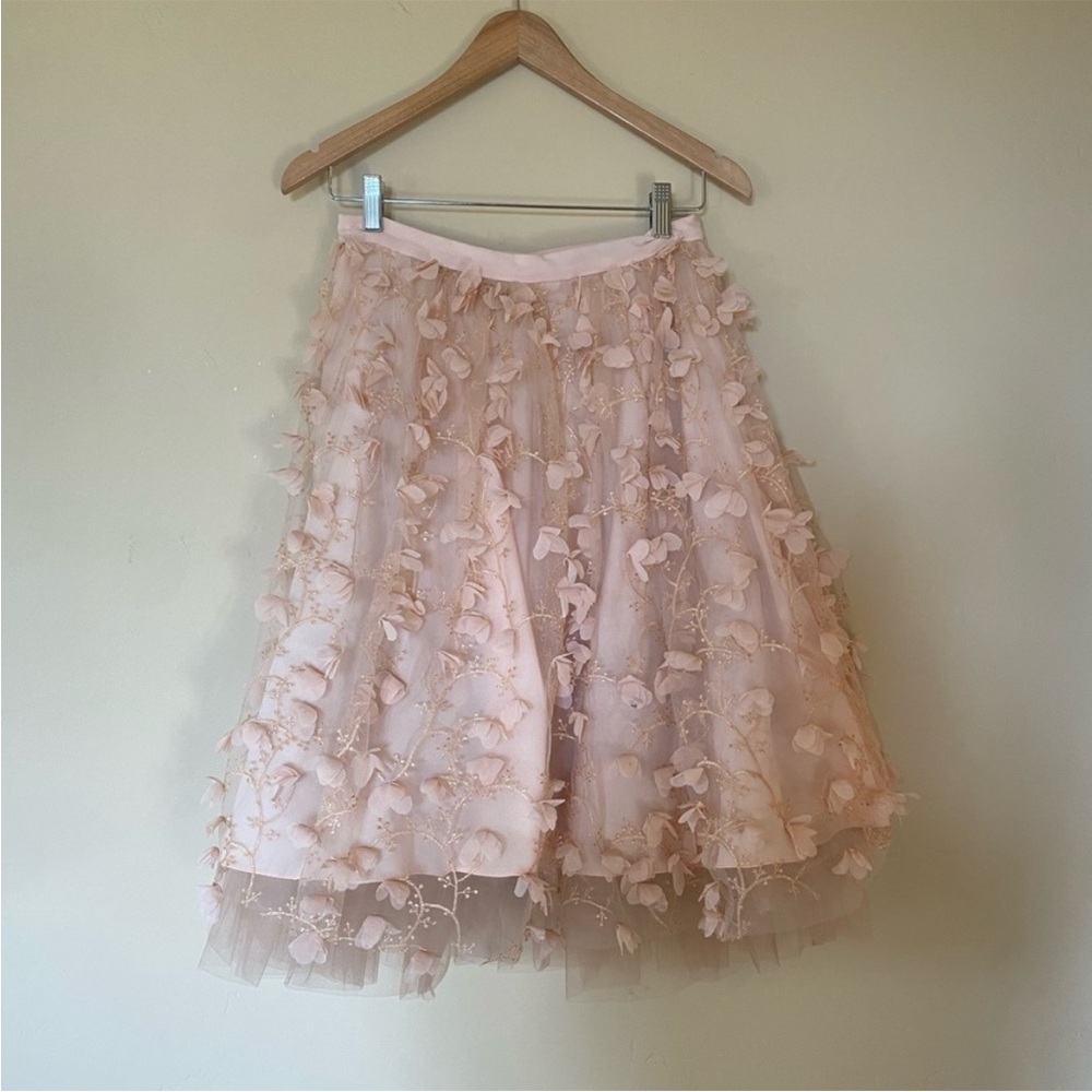Eva Franco Anthropologie 3D floral Pink Skirt